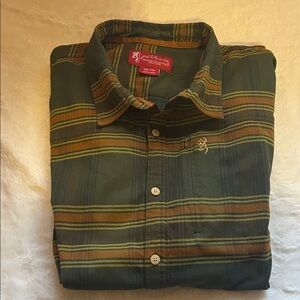 Browning Men's Green and Yellow Striped Shirt
